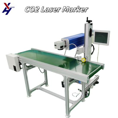 Mesin penandaan laser terbang berkecepatan tinggi untuk jalur produksi terus menerus